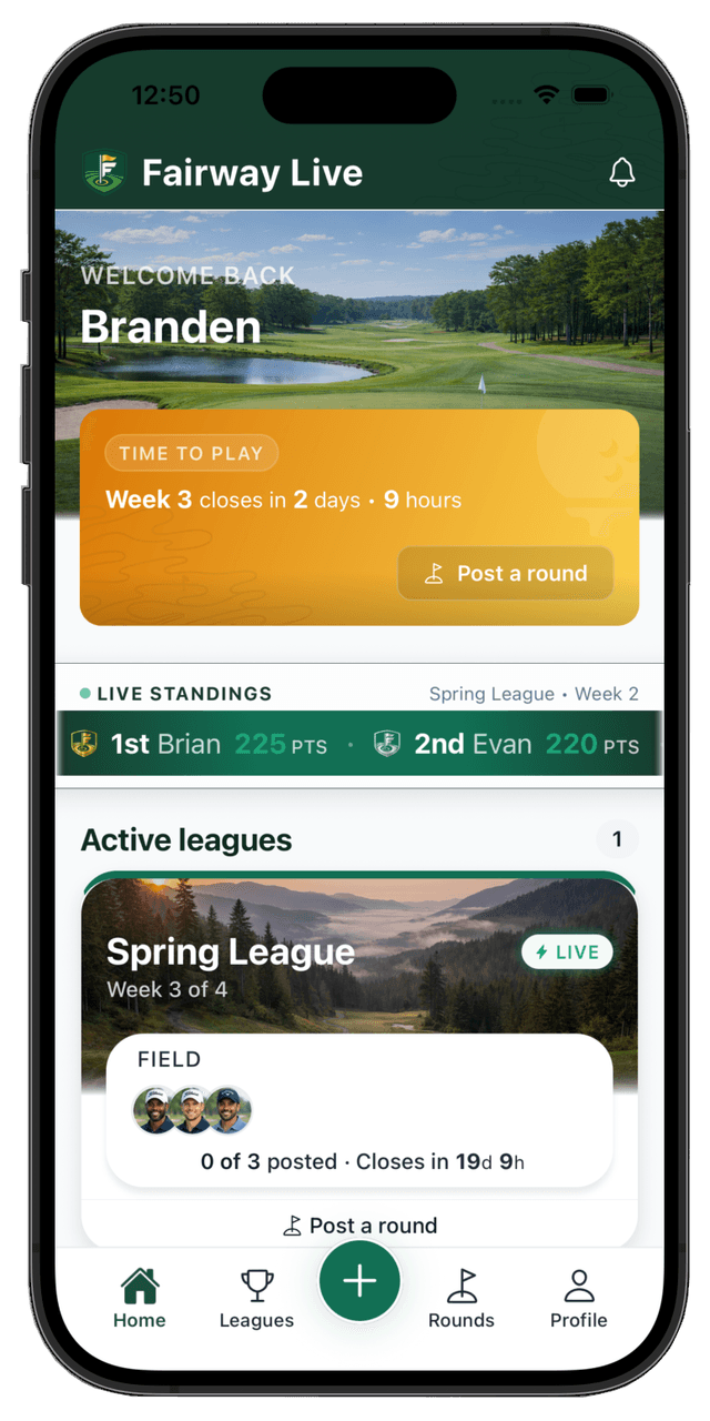 Fairway Live home screen